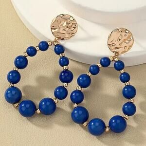 Beaded Teardrop Earrings Blue
